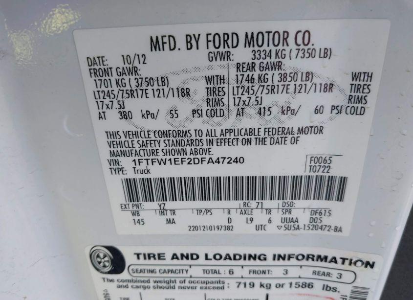 Photo 9 of 2013 Ford F-150 XLT (VIN 1FTFW1EF2DFA47240)