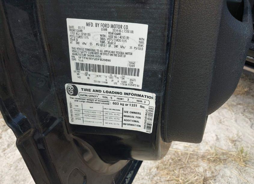 Photo 9 of 2013 Ford F-150 PLATINUM (VIN 1FTFW1EF2DFB29890)