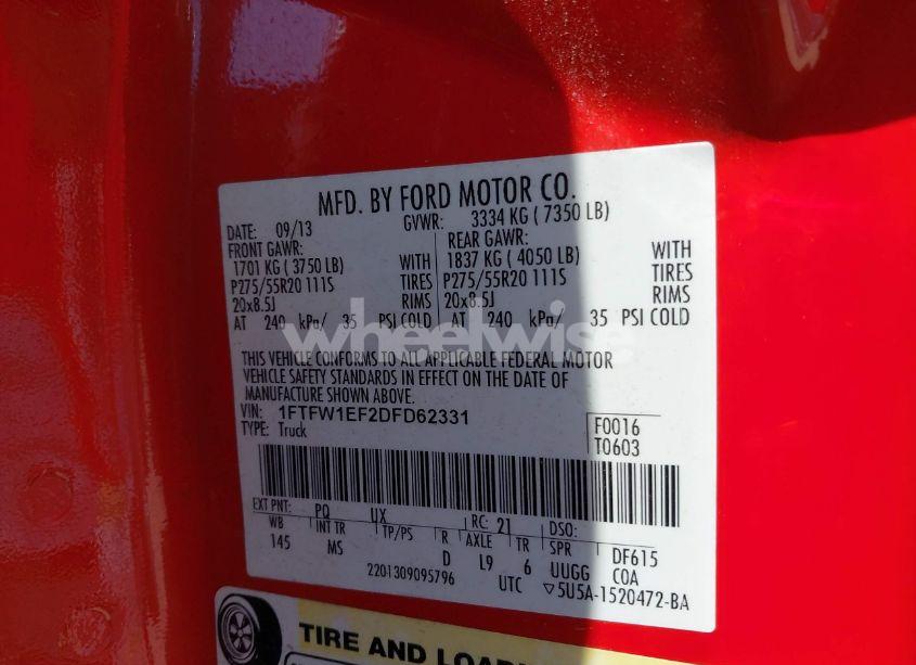 Photo 9 of 2013 Ford F-150 XLT (VIN 1FTFW1EF2DFD62331)