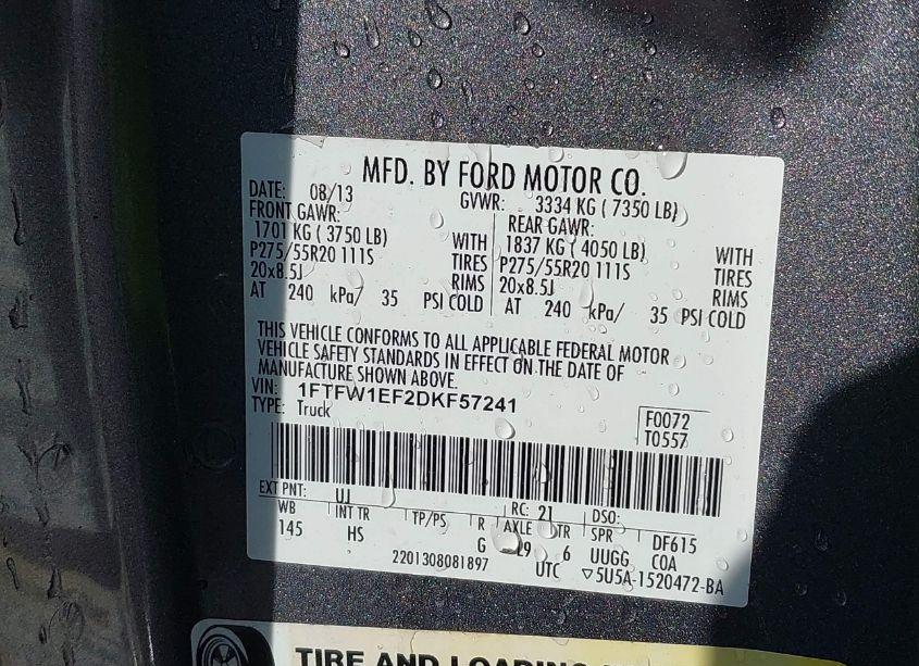 Photo 9 of 2013 Ford F-150 LARIAT (VIN 1FTFW1EF2DKF57241)