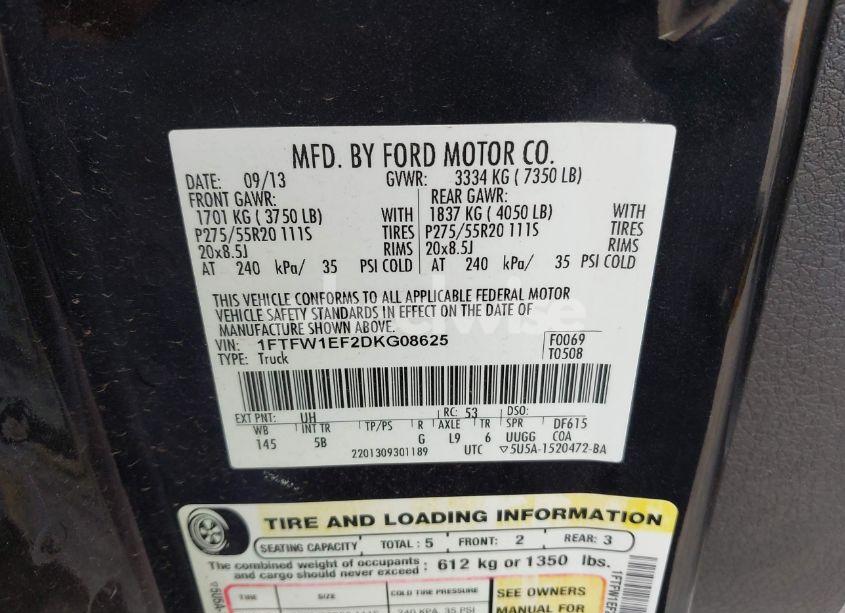 Photo 9 of 2013 Ford F-150 FX4 (VIN 1FTFW1EF2DKG08625)