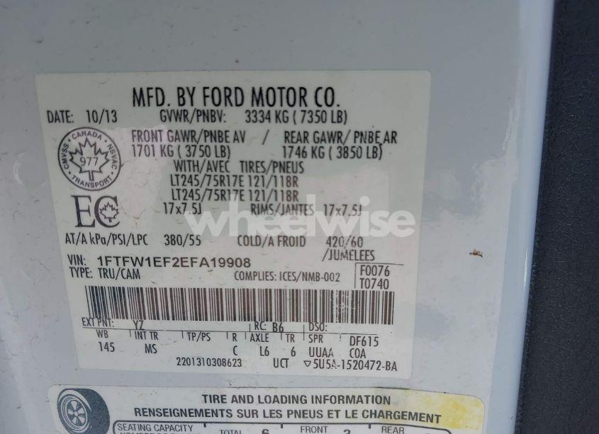 Photo 9 of 2014 Ford F-150 XLT (VIN 1FTFW1EF2EFA19908)