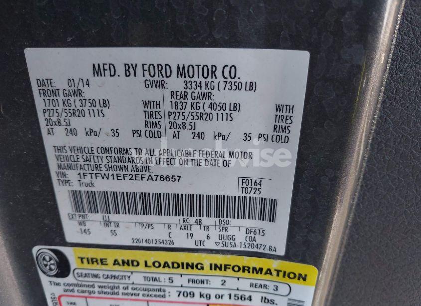 Photo 9 of 2014 Ford F-150 STX (VIN 1FTFW1EF2EFA76657)