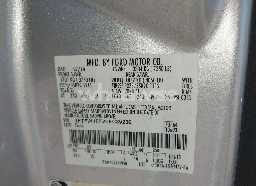 Photo 9 of 2014 Ford F-150 STX (VIN 1FTFW1EF2EFC89236)