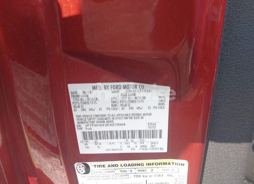 Photo 9 of 2014 Ford F-150 STX (VIN 1FTFW1EF2EKE75995)