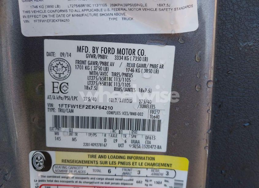 Photo 9 of 2014 Ford F-150 XLT (VIN 1FTFW1EF2EKF64210)