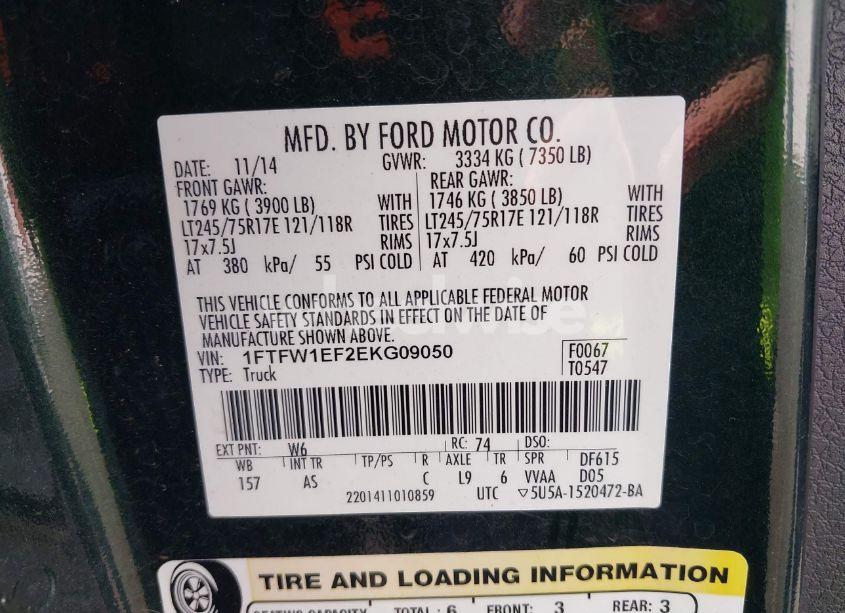 Photo 9 of 2014 Ford F-150 XL (VIN 1FTFW1EF2EKG09050)