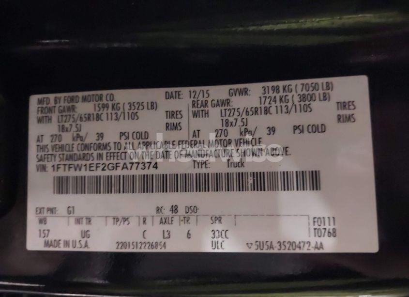 Photo 9 of 2016 Ford F-150 XLT (VIN 1FTFW1EF2GFA77374)