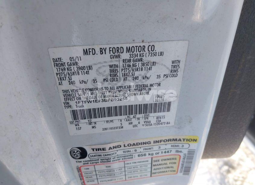 Photo 9 of 2011 Ford F-150 XLT (VIN 1FTFW1EF3BFB93255)