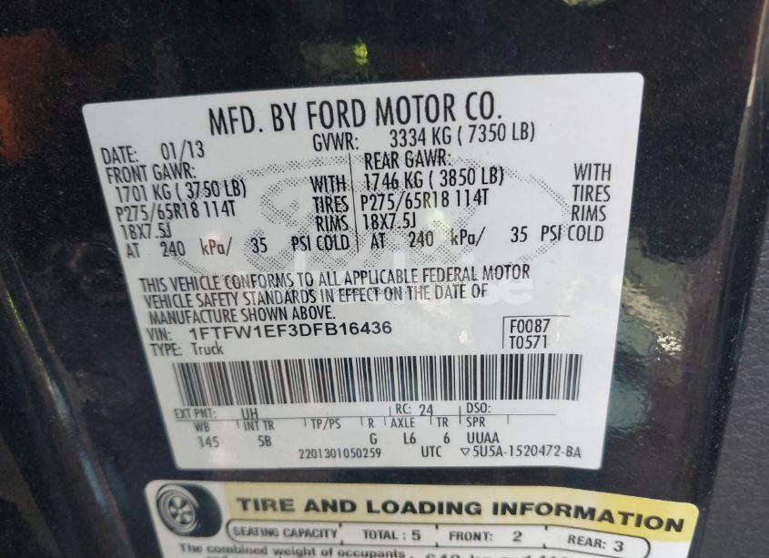 Photo 9 of 2013 Ford F-150 FX4 (VIN 1FTFW1EF3DFB16436)