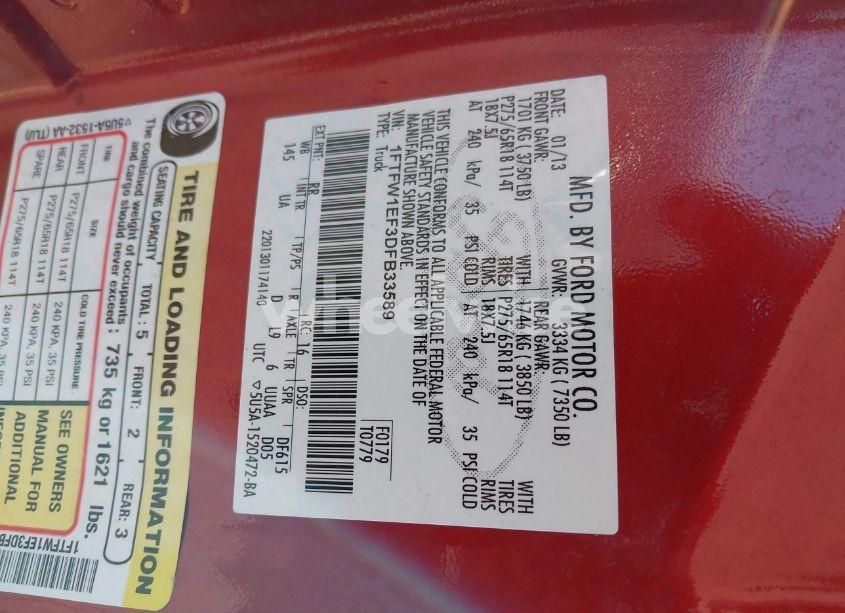 Photo 9 of 2013 Ford F-150 (VIN 1FTFW1EF3DFB33589)