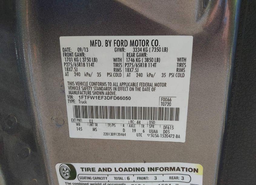 Photo 9 of 2013 Ford F-150 XLT (VIN 1FTFW1EF3DFD66050)