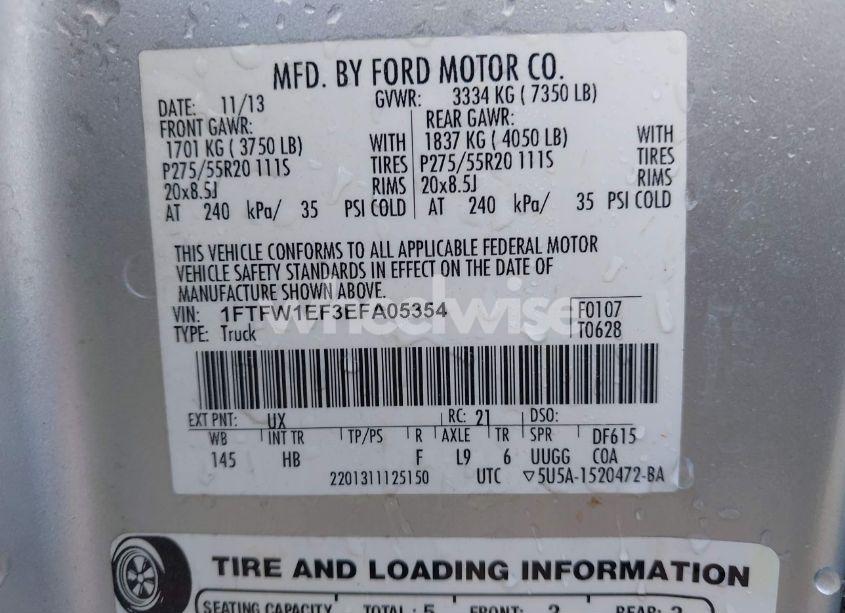 Photo 9 of 2014 Ford F-150 LARIAT (VIN 1FTFW1EF3EFA05354)