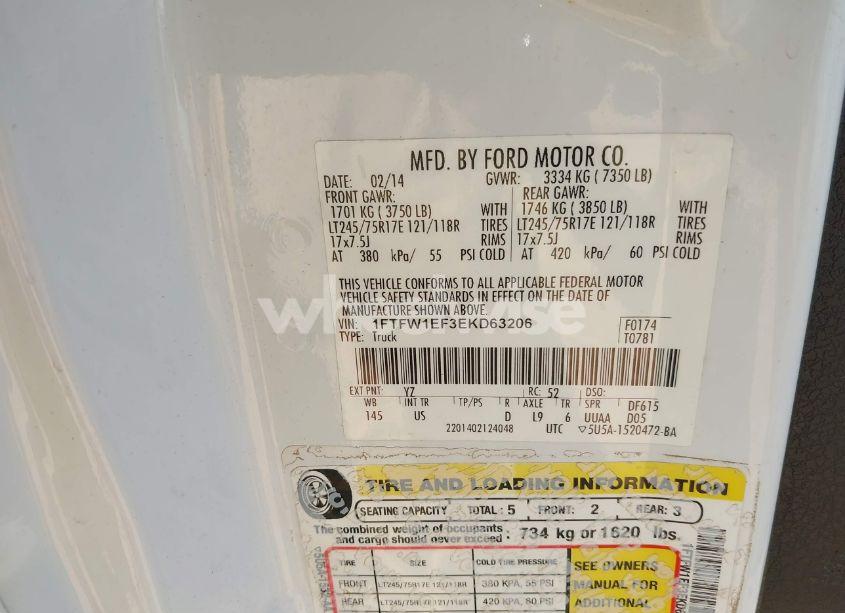 Photo 9 of 2014 Ford F-150 XLT (VIN 1FTFW1EF3EKD63206)