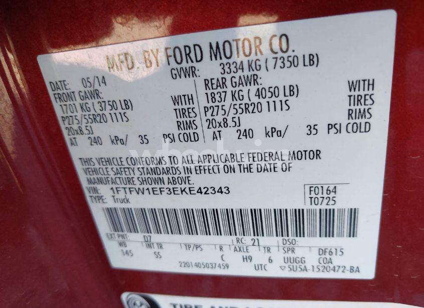 Photo 9 of 2014 Ford F-150 STX (VIN 1FTFW1EF3EKE42343)