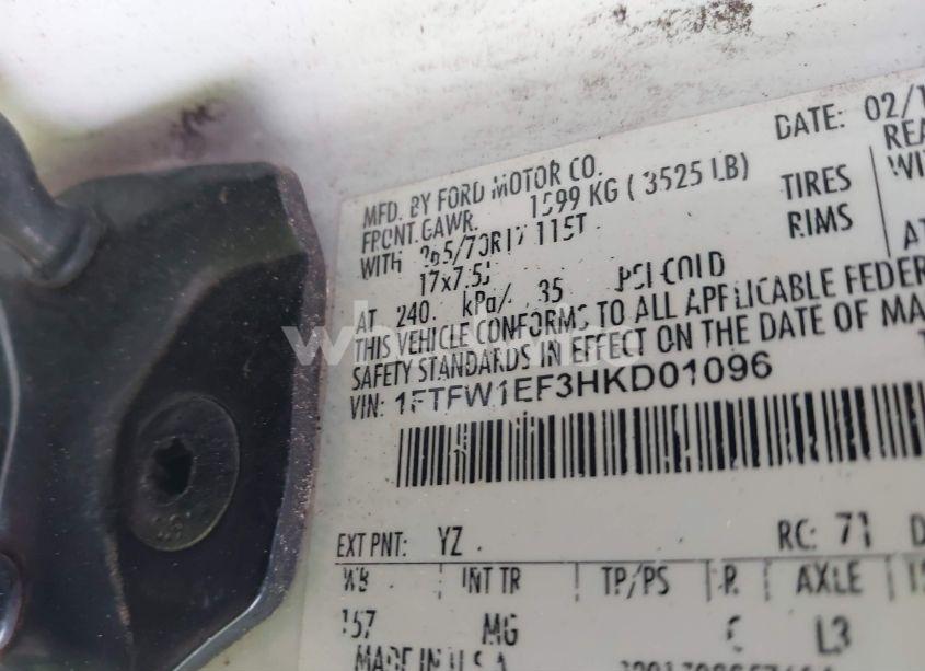 Photo 9 of 2017 Ford F-150 XLT (VIN 1FTFW1EF3HKD01096)