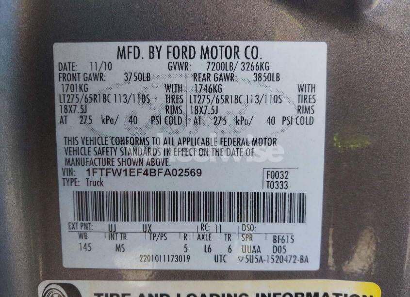 Photo 9 of 2011 Ford F-150 XLT (VIN 1FTFW1EF4BFA02569)