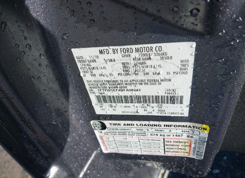 Photo 9 of 2011 Ford F-150 XLT (VIN 1FTFW1EF4BFA08243)