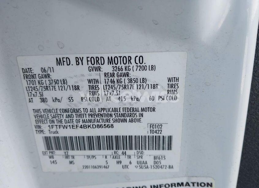 Photo 9 of 2011 Ford F-150 XLT (VIN 1FTFW1EF4BKD86568)