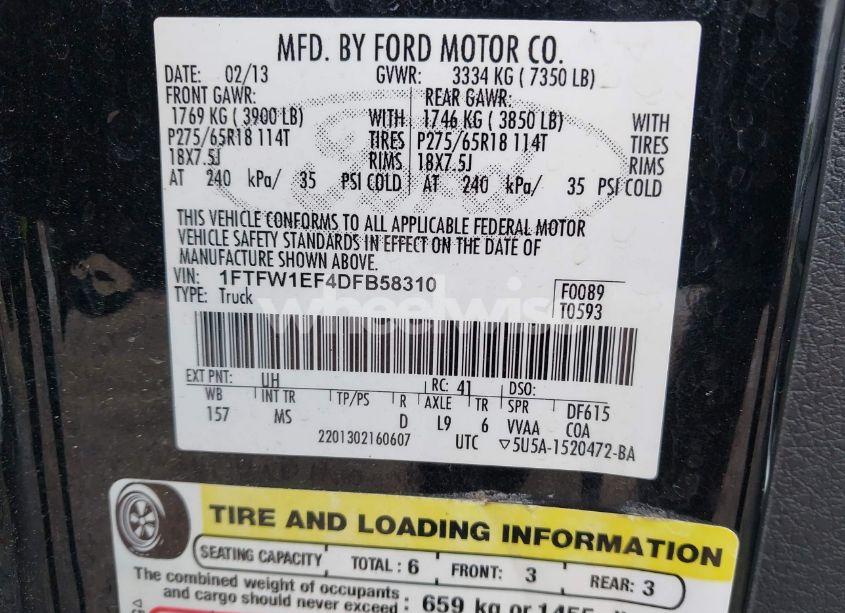 Photo 9 of 2013 Ford F-150 XLT (VIN 1FTFW1EF4DFB58310)