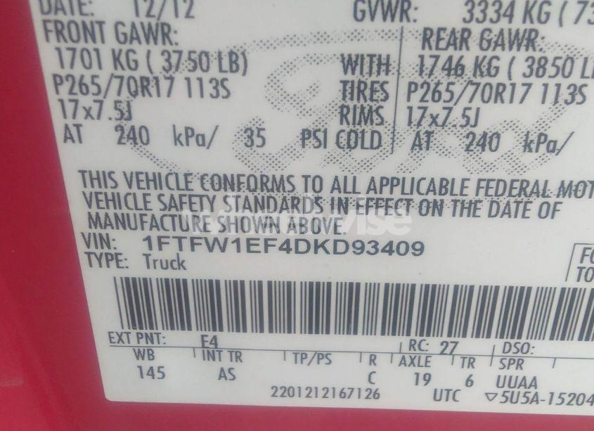 Photo 9 of 2013 Ford F-150 XL (VIN 1FTFW1EF4DKD93409)