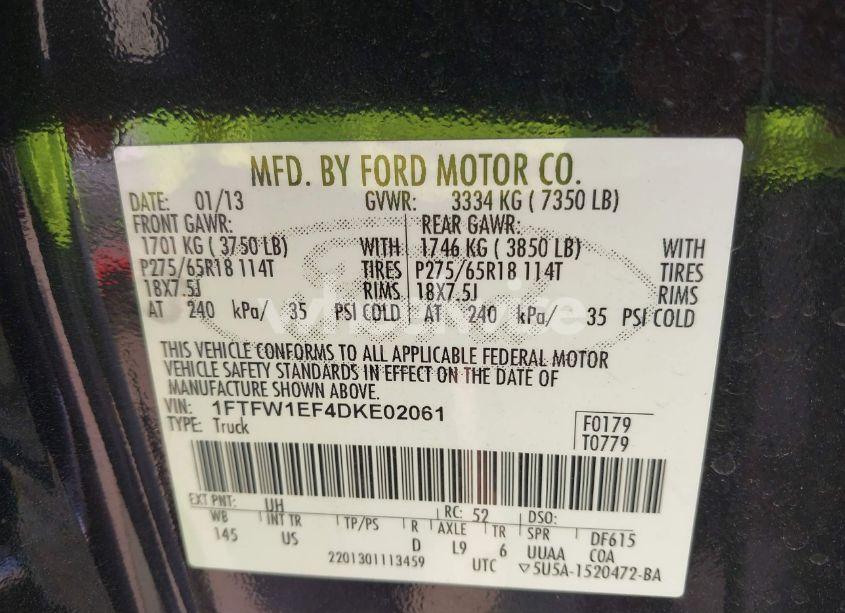 Photo 9 of 2013 Ford F-150 XLT (VIN 1FTFW1EF4DKE02061)