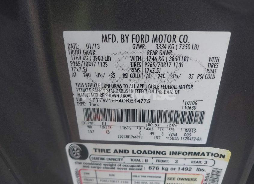 Photo 9 of 2013 Ford F-150 XL (VIN 1FTFW1EF4DKE14775)