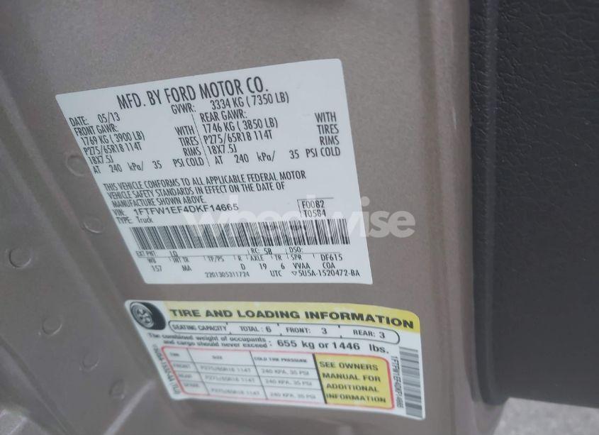 Photo 9 of 2013 Ford F-150 XLT (VIN 1FTFW1EF4DKF14665)