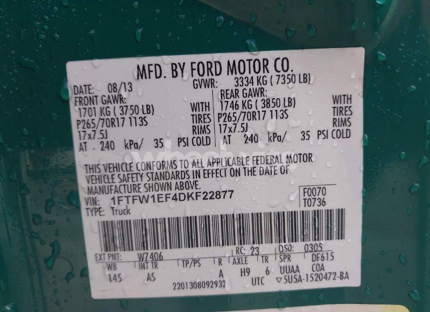 Photo 9 of 2013 Ford F-150 XL (VIN 1FTFW1EF4DKF22877)