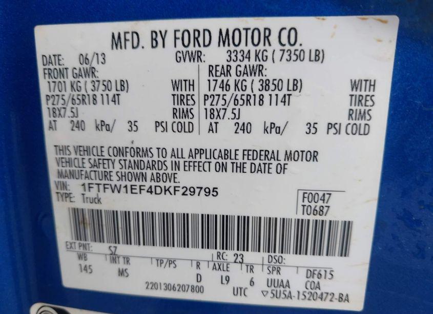 Photo 9 of 2013 Ford F-150 XLT (VIN 1FTFW1EF4DKF29795)