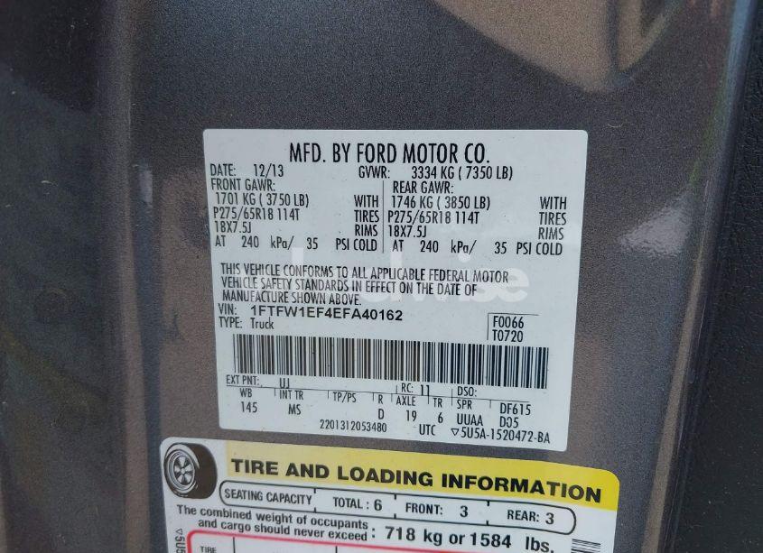 Photo 9 of 2014 Ford F-150 XLT (VIN 1FTFW1EF4EFA40162)