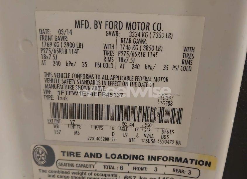 Photo 9 of 2014 Ford F-150 XLT (VIN 1FTFW1EF4EFB45137)