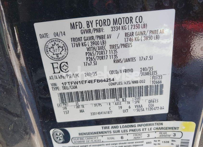 Photo 9 of 2014 Ford F-150 XLT (VIN 1FTFW1EF4EFB64254)