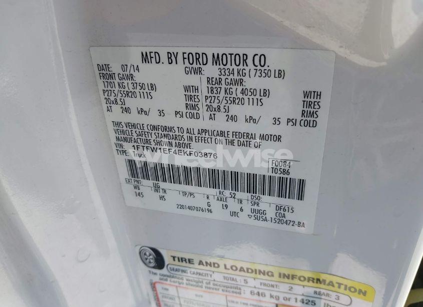 Photo 9 of 2014 Ford F-150 LARIAT (VIN 1FTFW1EF4EKF03876)