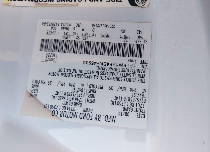 Photo 9 of 2014 Ford F-150 XLT (VIN 1FTFW1EF4EKF45934)