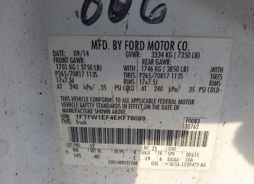 Photo 9 of 2014 Ford F-150 XLT (VIN 1FTFW1EF4EKF78089)