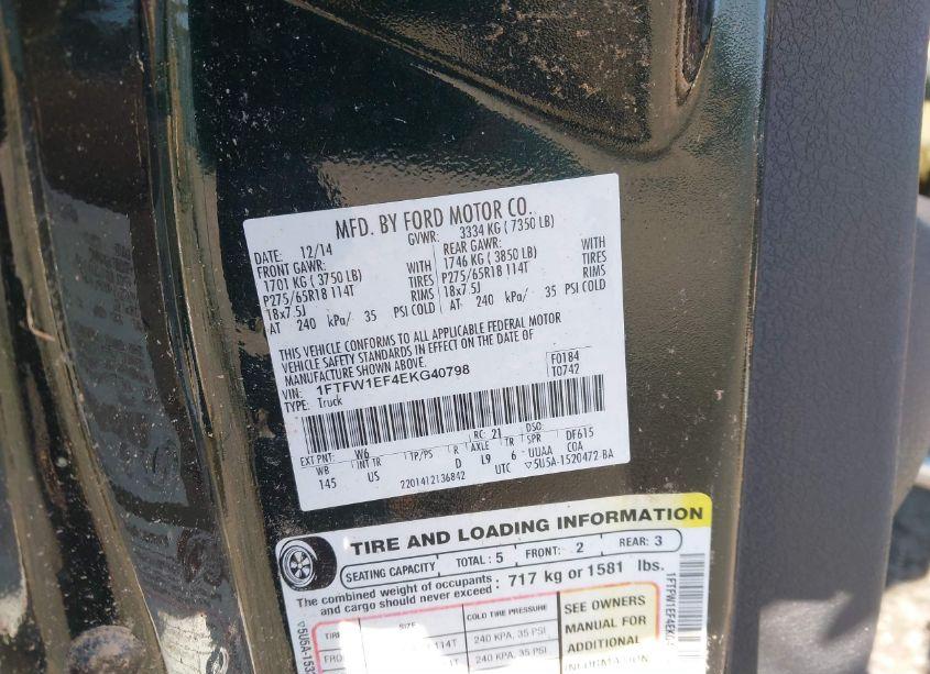 Photo 9 of 2014 Ford F-150 XLT (VIN 1FTFW1EF4EKG40798)