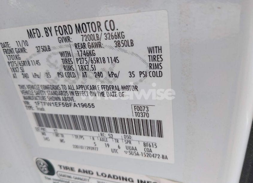 Photo 9 of 2011 Ford F-150 XLT (VIN 1FTFW1EF5BFA19655)