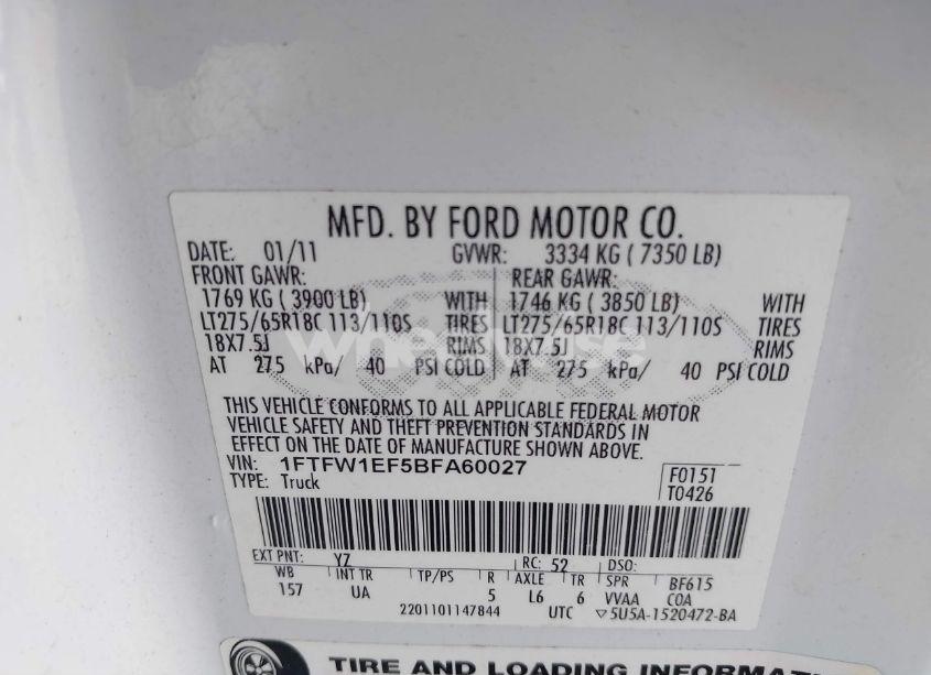 Photo 9 of 2011 Ford F-150 XLT (VIN 1FTFW1EF5BFA60027)