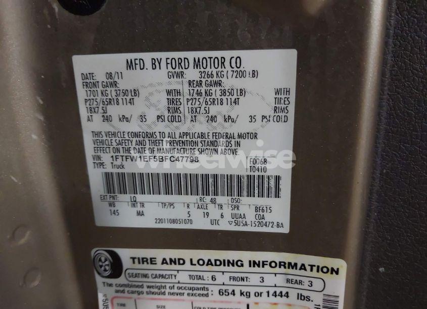 Photo 9 of 2011 Ford F-150 XLT (VIN 1FTFW1EF5BFC47798)