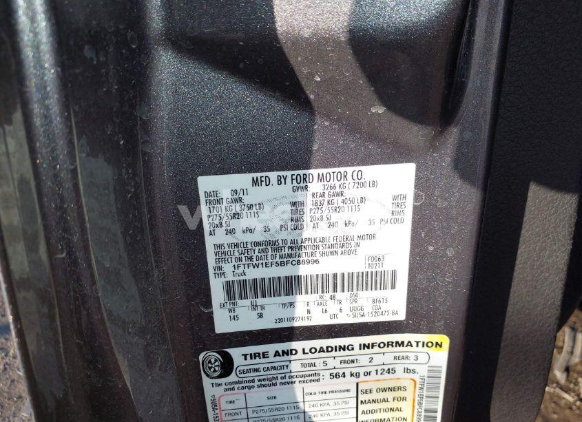 Photo 9 of 2011 Ford F-150 FX4 (VIN 1FTFW1EF5BFC88996)