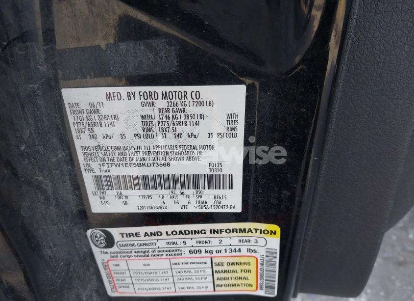 Photo 9 of 2011 Ford F-150 FX4 (VIN 1FTFW1EF5BKD73568)