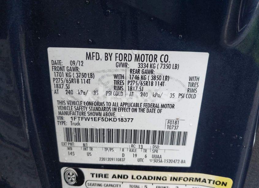 Photo 9 of 2013 Ford F-150 XLT (VIN 1FTFW1EF5DKD18377)