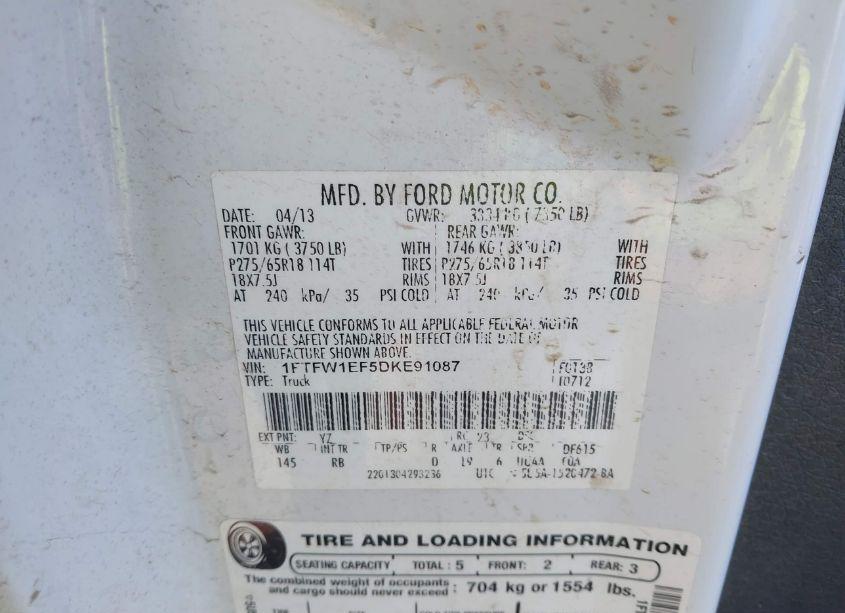 Photo 9 of 2013 Ford F-150 FX4 (VIN 1FTFW1EF5DKE91087)