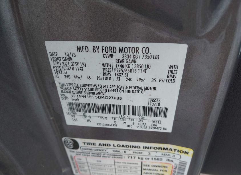 Photo 9 of 2013 Ford F-150 XLT (VIN 1FTFW1EF5DKG27685)