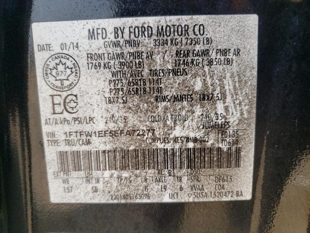 Photo 2 of 2014 FORD F150 SUPERCREW (VIN 1FTFW1EF5EFA72277)