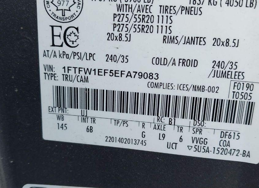 Photo 9 of 2014 Ford F-150 FX4 (VIN 1FTFW1EF5EFA79083)