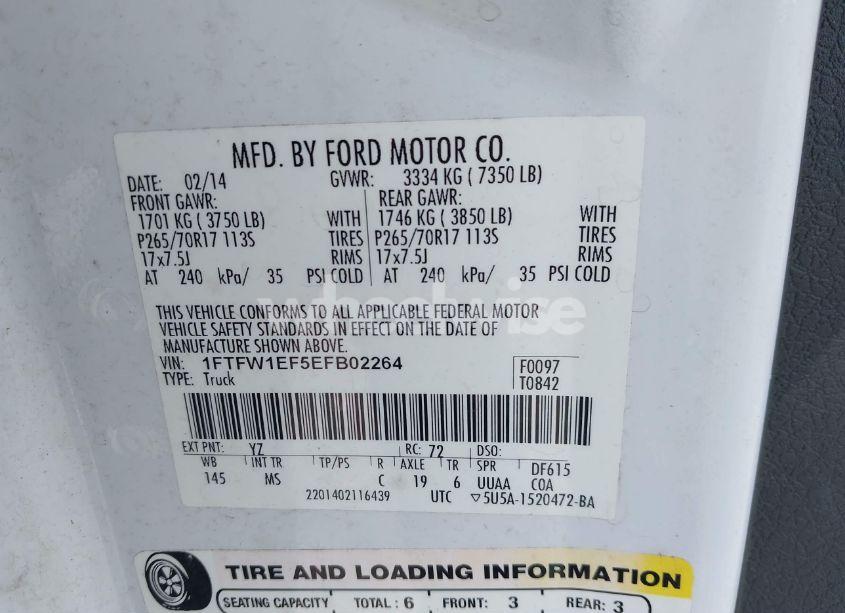 Photo 9 of 2014 Ford F-150 XLT (VIN 1FTFW1EF5EFB02264)