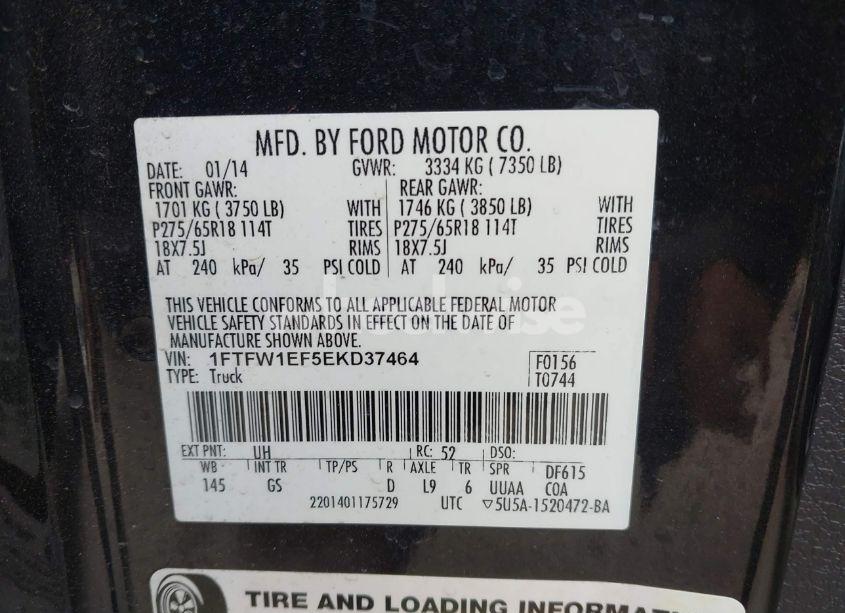 Photo 9 of 2014 Ford F-150 XLT (VIN 1FTFW1EF5EKD37464)