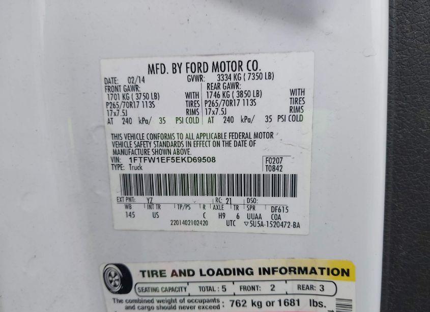 Photo 9 of 2014 Ford F-150 XL (VIN 1FTFW1EF5EKD69508)